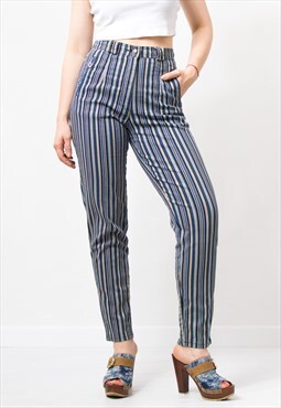 Vintage 90's mom jeans striped tapered leg high waist denim 