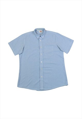 Vintage Dickies Workwear Shirt Short Sleeved Blue Large