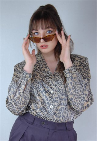VINTAGE CLASSIC SNAKE PRINT OVERSIZED BLOUSE