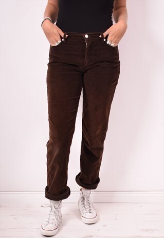 MOSCHINO WOMENS VINTAGE CORDUROY TROUSERS W30 L32 BROWN 90S