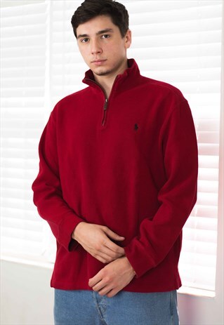 VINTAGE POLO RALPH LAUREN 1/4 ZIP JUMPER LOGO 90S XL 21.1