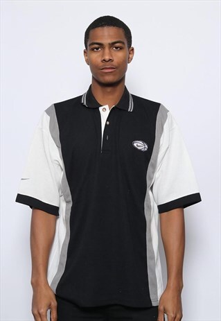 VINTAGE NIKE LOGO POLO SHIRT WHITE BLACK