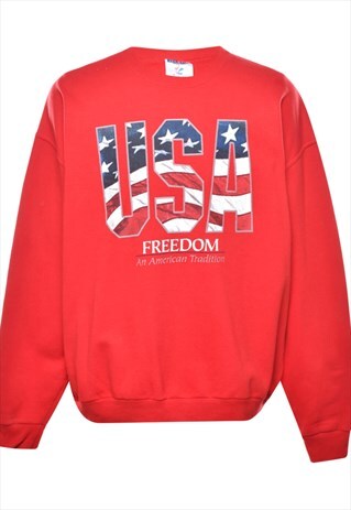 VINTAGE JERZEES USA FREEDOM PRINTED SWEATSHIRT - XL