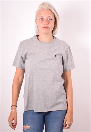 POLO RALPH LAUREN WOMENS VINTAGE T-SHIRT TOP MEDIUM GREY 90S