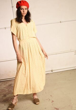 90'S RETRO PASTEL SUMMER MAXI PARIS CHIC TEA DRESS