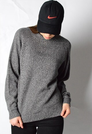 COLUMBIA VINTAGE 90S GREY KNIT BOYFRIEND JUMPER