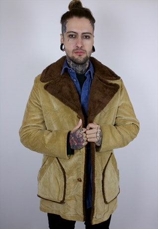 VINTAGE FAUX FUR LINED CORDUROY COAT