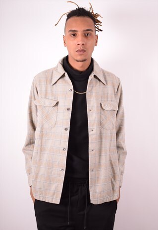 PENDLETON MENS VINTAGE WOOL SHIRT LARGE MULTI CHECK 90S