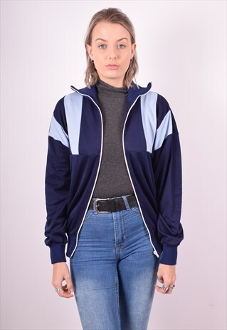 WOMENS VINTAGE TRACKSUIT TOP JACKET MEDIUM BLUE 90S