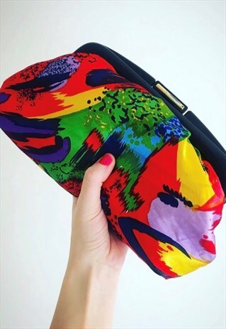 VINTAGE 80S COLOURFUL HANDBAG CLUTCH SET X3 RUSSIAN DOLL