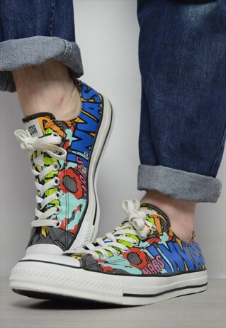 VINTAGE 90S CONVERSE COLOURFUL FUNKY MARS ATTACKS OX SHOES