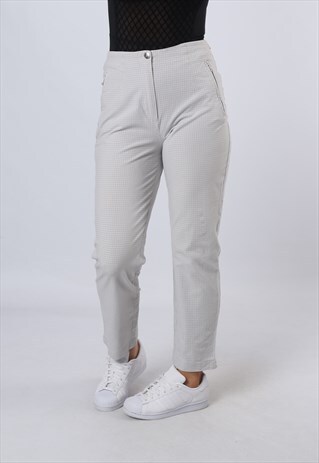 HIGH WAISTED TROUSERS CHECKED TAPERED UK 12 (CKBF)