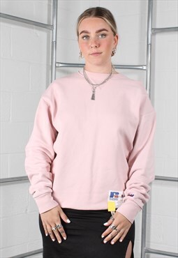 Vintage Russel Athletic Sweatshirt in Pink with Logo Small