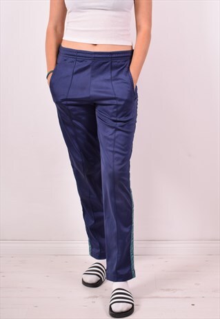 ASICS WOMENS VINTAGE TRACKSUIT TROUSERS W32 L30 NAVY BLUE 90