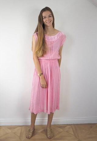 VINTAGE PINK CHEESECLOTH DRESS