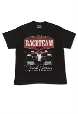 Race Team Speed Demons Oversized T-Shirt - Solid Black