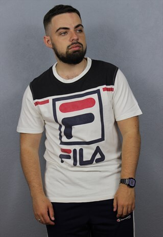 FILA WHITE LINE T-SHIRT BIG LOGO 90S