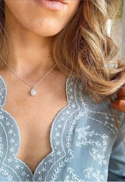 925 Sterling Silver Rainbow Moonstone Necklace 