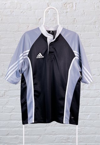VINTAGE ADIDAS T-SHIRT SPORTS JERSEY BLACK GREY MEDIUM