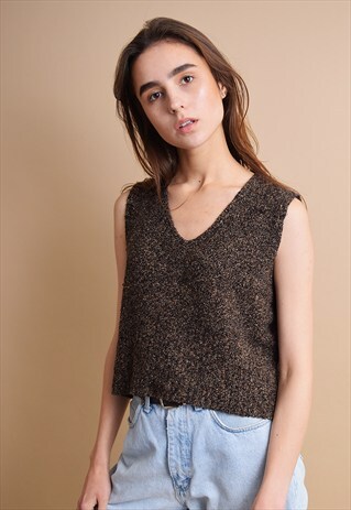 90'S RETRO GRUNGE NORMCORE KNIT OVERSIZED CROPPED TOP