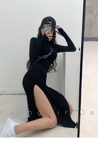 KNEE-LENGTH PARTY SLIT DRESS
