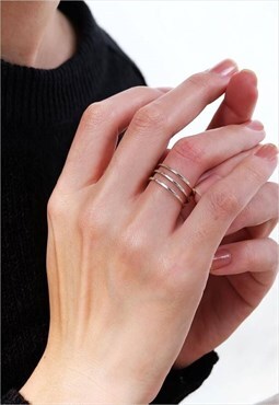 Three Line Ring Women Sterling Silver Ring