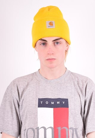 CARHARTT MENS VINTAGE BEANIE HAT ONE SIZE YELLOW 90S