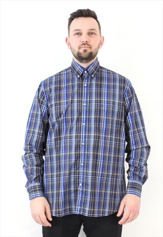 PAUL & SHARK COTTON BUTTON UP OVER SHIRT PLAID TARTAN CHECK