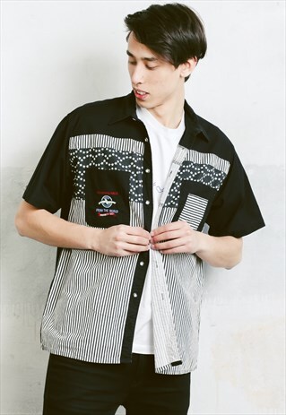 VINTAGE 90S MONOCHROME PATTERNED SHIRT