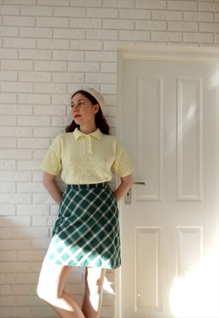 'MOLLY' 60S VINTAGE PREPPY SCHOOLGIRL A-LINE PLAID SKIRT