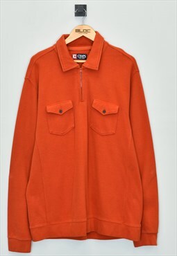 Vintage Chaps Ralph Lauren Quarter Zip Sweatshirt Orange XXL