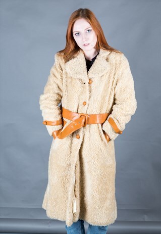 VINTAGE 90S LONGLINE FAUX FUR COAT