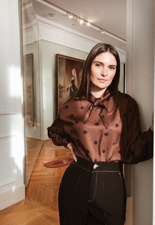 LESLIE - BLOUSE POLKA DOT IN BROWN