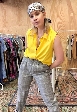 VINTAGE 90S YELLOW SLEEVELESS BLOUSE