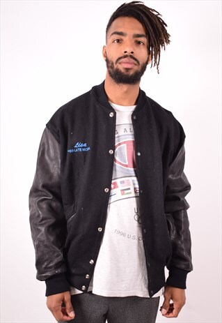 MENS VINTAGE BOMBER JACKET XL BLACK 90S