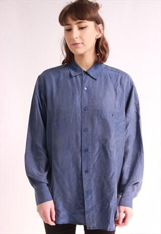 VINTAGE BLUE SILK SHIRT
