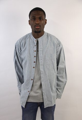 VINTAGE 90'S STRIPED GRANDFATHER SHIRT