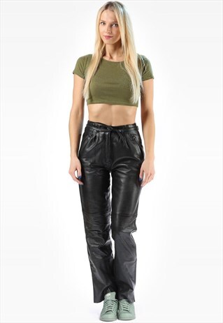TAPERED LEATHER MOTO PANTS HIGH WAISTED