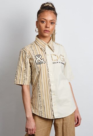 RARE VINTAGE 90'S DOLCE & GABBANA BEIGE SAFARI PRINT SHIRT