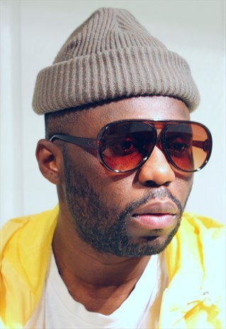 AVIATOR SUNGLASSES LARGE FRAME - BROWN