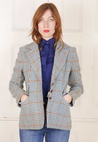 70S DOGTOOTH TWEED BLAZER JACKET