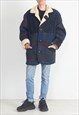 VINTAGE BLACK GREEN SHERPA COAT