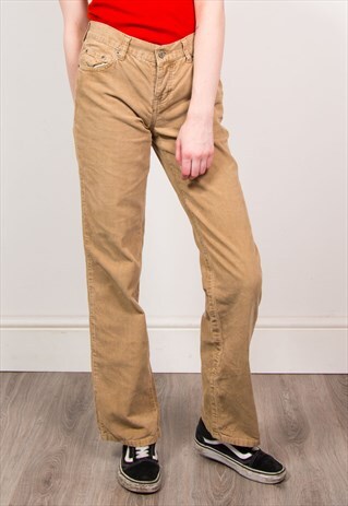 VINTAGE 70'S LIGHT BROWN CORD FLARED LEG TROUSERS