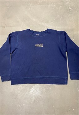 Reworked Vintage Hanes Sweatshirt in Navy Logo Embroidery