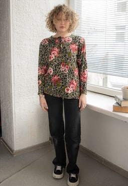 Vintage 80's Flower/Animal Print Blouse