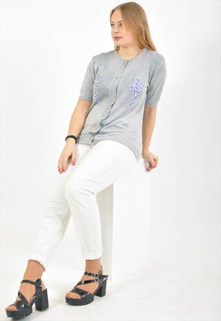 VINTAGE 80'S SILVER BLOUSE
