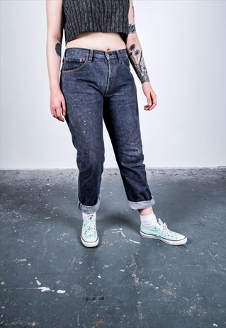 VINTAGE LEVI'S 501 BLUE PAINT MOM JEANS