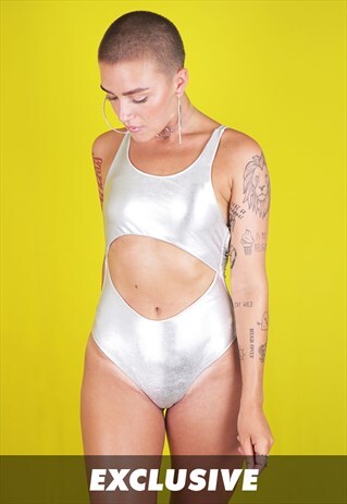 EXCLUSIVE FESTIVAL METALLIC SWIMSUIT W/ KEYHOLE FRONT