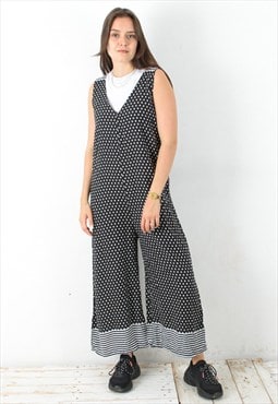 Women's S Overall Jumpsuit Made In Italy Polka Dot Striped 