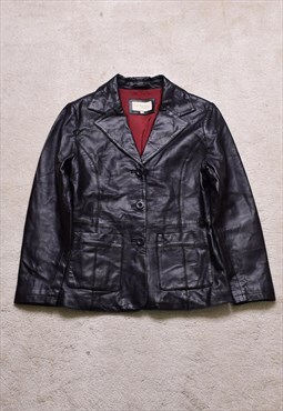 Women's Vintage 90s Black Leather Jacket